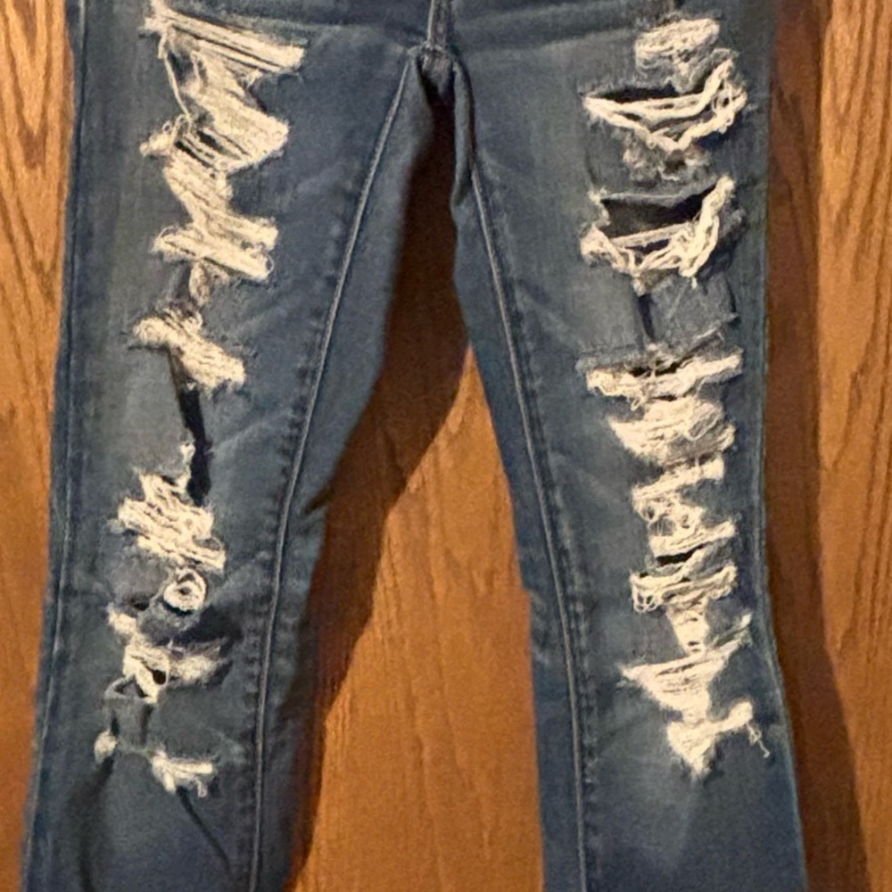 American Eagle Outfitters Blue Skinny Distressed Jeans